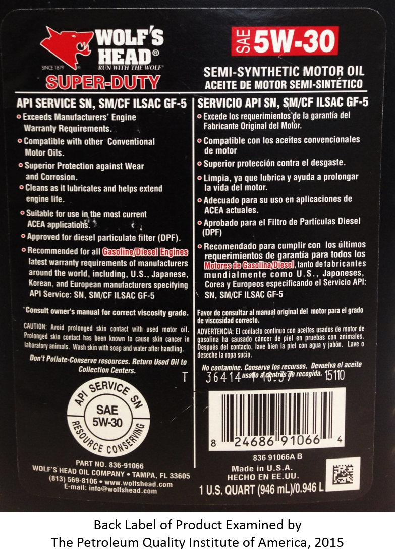 Wolf S Head Sae 5w 30 Motor Oil Super Duty Semi Synthetic Api Sn Cf Ilsac Gf 5